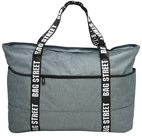 JENNIFER JONES Bolsa de ocio XXL – Bolsa de deporte – Bolso bandolera con cremallera – Mujer, Shopper grande, gris oscuro