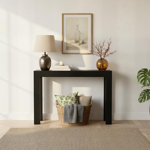 Plank+Beam Modern 46 Inch Console Table, Solid Pine Wood Entryway Table, Narrow Sofa Table for Hallway or Living Room, Black
