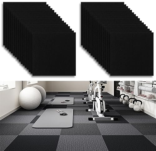 Piastrelle per tappeti, autoadesive, 30 x 30 cm, per moquette, in feltro, antiscivolo, per ufficio, casa, camera da letto, corridoio, 32 pezzi, colore nero
