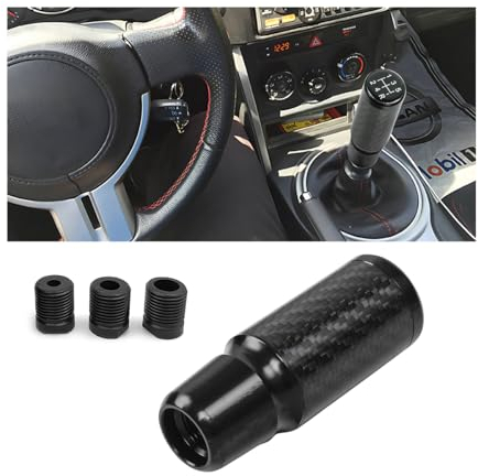 JNNJ Pomello Cambio Auto, 6 Marce Pomello Cambio Manuale, Leva Cambio Lega Alluminio Universale 3 Adattatori, Veicolo Accessori per Maggior Parte Veicoli Manuali e Automatici, Pratico(Nero)