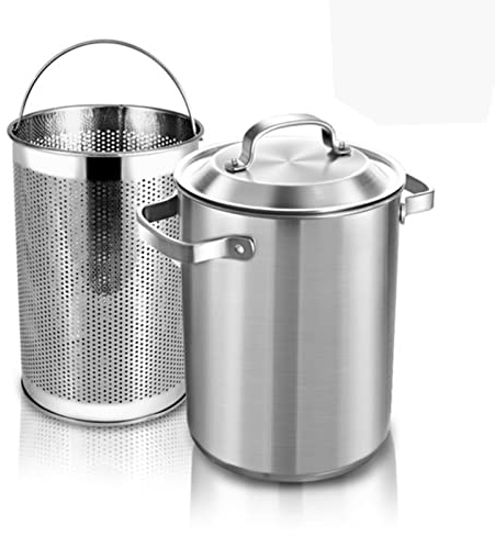 4.3L Pentola Per Asparagi, Acciaio Inox 304 Pentola Per Friggere Pentola A Vapore Per Verdure Fornello Per Pasta Con Cestello A Rete E Coperchio Per Cucina Ristorante