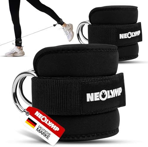 NEOLYMP 2er Set Fußschlaufen Kabelzug für sicheres Workout - Kickbase Fußschlaufe mit komfortabler Polsterung - Fitness und Gym Zubehör, Fußmanschetten Kabelzug, Ankle Straps