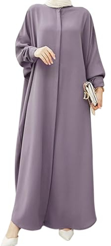 IWEMEK Women Batwing Long Sleeve Abaya Jilbab Full Length Loose Fit Long Maxi Muslim Dress Button Closure Dubai Arabic Islamic Turtish Kaftan Middle Eatern Prayer Robe