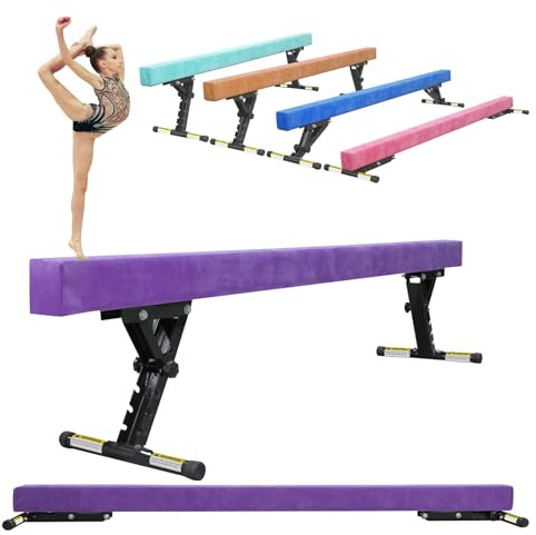 SportBob svävande balkar barn vikbara 244 cm, justerbar med 5 höjder, hög och låg nivå, balkar, gymnastik, balanseringsbalkar för hem, utomhus, inomhus, träning, gymnastikbalkar, träningsutrustning