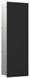 Emco asis Pure Badschrank I Toilettenbürstengarnitur-Modul mit Glasfront I Einbauschrank Unterputz fürs Bad in schwarz matt
