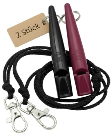 ACME Hundepfeife No. 210,5 mit Pfeifenband | Im Doppelpack | 2 Pfeifen inklusive 2 Bänder | Ideal für den Rückruf - Laut und weitreichend (Black + Purple)