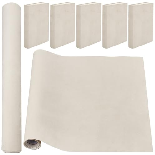 craspire 51 x 11.8 Zoll Samt Buchtuch Zum Binden von Büchern Stoffoberfläche Buchumschlag Mit Papierrücken Notizbuchumschläge Cremeweißer Buchumschlagschutz Buchbindezubehör Für Bücher Alben DIY