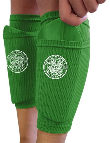 Hy-Pro Officially Licensed Celtic F.C. Shin Pad With Sock Sleeve, Junior - Shin Guard, Breathable, Lightweight, Durable, Protective Gear, Merchandise, The Bhoys, Great Football Gift Idea