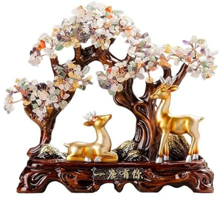 Schreibtisch deko Geldbaum aus Kristall, Glücksbaum, Reichtum, Dekoration for Zuhause und Büro, Feng-Shui-Statuen, Ornament – ​​spirituelle Baumdekoration aus Kristall for Wohlstand und Glück Decoraci