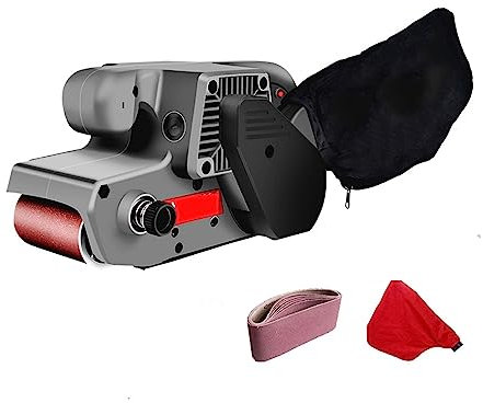 Levigatrice da banco 810W Macchina a nastro elettrico Levigatrice Levigatura Rettifica Lucidatrice Nastri abrasivi Smerigliatrice Lucidatrice regolazione a 6 velocità fai-da-te(Set 4)