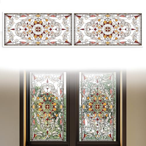 Peacoblue Fenster-Static-Cling-Aufkleber beidseitig für große Glas- oder Autofenster, 1 Bogen Cartoon-Weihnachtsbaum 120 x 30 cm, wasserdichter, abnehmbarer Fensteraufkleber für Zuhause, Büro