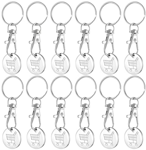 BeoTnp 12 Pcs Trolley Token, Shopping Trolley Token, Trolleys Tokens Keyrings, Lightweight And Portable Design, Allows You To Shop Easily, Suitable For Indoor And Outdoor Use (White)