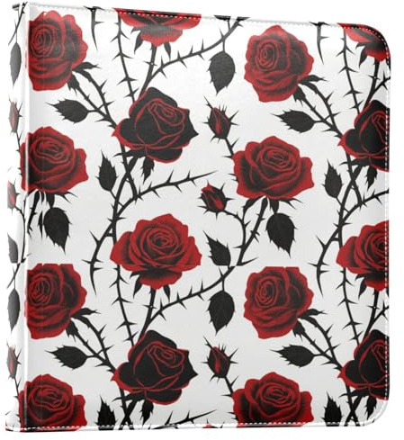 Álbum de fotos de piel sintética, estilo gótico, rojo y negro, para Halloween, espinas, rosa, álbumes familiares para fotos, autoadhesivos