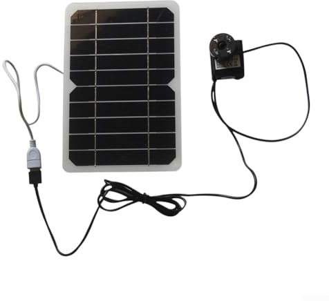 DAZZLEEX Solar Springbrunnenpumpe 5W Garten Wasserspiel mit bunten LED-Lichtern USB kompatibel 120L/h Durchflussmenge für Teiche Vogeltränke Außendekoration