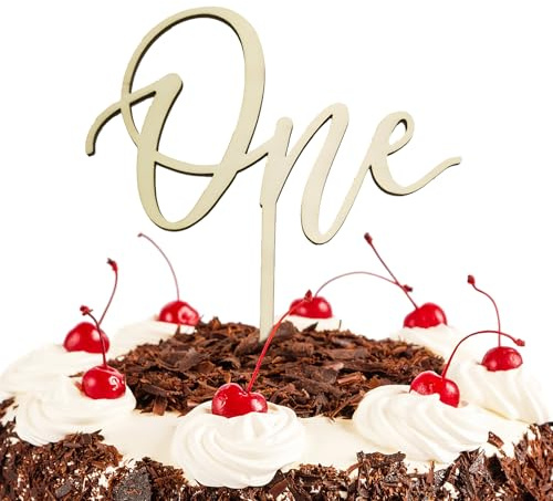 Elegant Wooden 'ONE' Cake Topper for First Birthday Celebrations - Eco-Friendly & Double-Sided Design