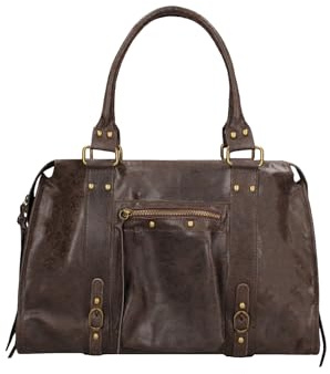Gave Lux Borsa a Spalla Donna Vera Pelle Scamosciata Prodotto artigianale Made in Italy Traversina Regolabile Lavoro e Viaggio Testa di Moro 41x28x13cm, GLX220609023FBG-015_TESTA_DI_MORO