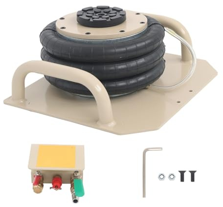 labwork 3 Ton Triple Airbag Jack Side Handle Pneumatic Jack with Six Steel Tubes for Car Repair White