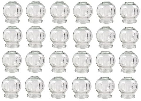 Set di coppette in vetro, coppette per il fuoco, massaggio sottovuoto per il rilassamento muscolare e il sollievo dal dolore, coppettazione Hijama Hacamat, terapia, Cupping Banki (24 pezzi, 10 cm)