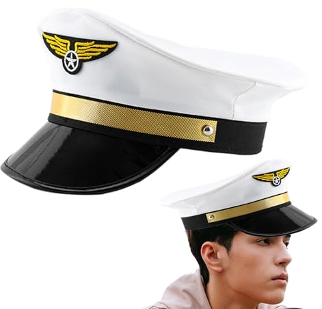 Pilotenkapitänshut – Pilotenmütze, Cosplay-Kapitäns-Kapitänsmütze für Erwachsene, Marineoffizier-Kostüm, Spielzubehör