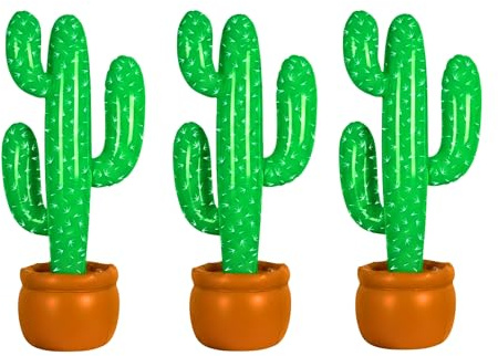 3 Pcs Large 86 cm Inflatable Cactus Party Decorations for Kids and Adults, Blow Up Wild West Cowboy Mexican Hawaiian Beach Fiesta Props for Fancy Dress, Themed Parties and Event Décor