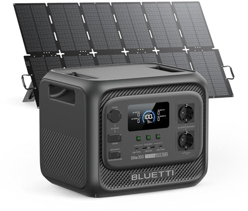 BLUETTI Elite 300 generatore solare con pannello 500W | Batteria LFP 3014,4Wh, prese AC 2400W (4800W picco). Compatto 3kWh per backup casa, campeggio e camper