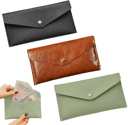 3 Stück Leder Geldtaschen, Budget Umschläge, Reise-Geldbörsen, Geldschein-Aufbewahrungstaschen, Geldbeutel, wiederverwendbar, geeignet für Männer, Jungen, Familie und Reisen