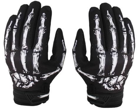 KIXZSAZ Guantes de Motocicleta para Hombre y Mujer, de otoño e Invierno, con Dedos completos, para una conducción, con diseño Esqueleto y Huesos, L