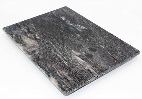 Schneidebrett aus Stein - Servierplatte - Küchenbrett - Steinplatte - Untersetzer - 2 Größen (Cosmic Black Glänzend, 35L x 25B cm)