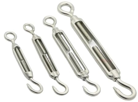 M4/M5/M6/M8 Turnbuckle Bolt Hook Rigging Eye Screw Wire Rope Tensioning Tightener Tight Connector 304SS(C to C,M8)