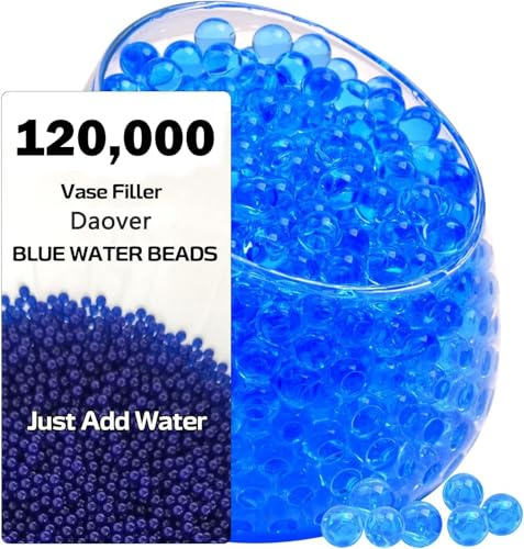 YIChongDan 120.000 Stück Wasserperlen Blau, Deko Wasserperlen für Pflanzen in Vase, Gelkugeln Blau für Schwimmende Perlen, Schwimmende Kerzen, Hochzeits Mittelstück, Vasenfüller, Christmas