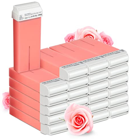 Kosmetex Warm-Wachspatrone Rosa Roll-on, Enthaarungswachs, Warmwachs, Haarentfernung, Breit, 100ml (Rosa, 24 Stück)