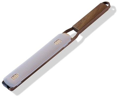 Fackelmann Etched Rose Gold Precision Hand Grater, Fine Grating, 31cm | Acacia Wood Handle, Razor Sharp Blade, Shredder for Citrus Lemon Garlic Parmesan Cheese & More, Anti-Slip Base, 37x5x1.9cm