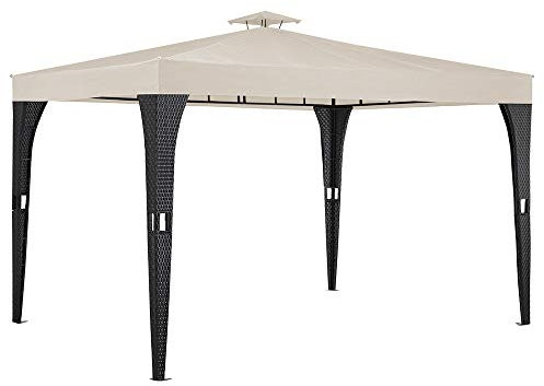 Deuba - Tonnelle de Jardin en polyrotin 3x4 m - Pavillon Tente de réception Pergola - Couleur Crème - Jardin Terrasse