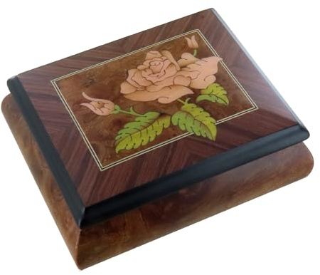 Lutèce Créations Ringschatulle aus Echtholz mit Spieluhr/Spieldose/Musikbox, Ringfach und 18-Ton-Spieluhren-Spielwerk (Ref: 8550) - Schwanensee (P. I. Tschaikowski)