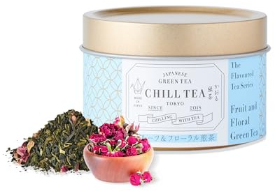 Thé vert fruité et floral de CHILL TEA Tokyo - Thé vert en feuilles 100% japonais au cynorhodon - Saveur légèrement fruitée (30g)