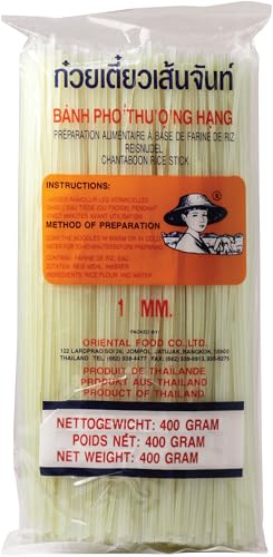 Farmer Fideos de Arroz Tailandés - Bastones 1 mm, 400 g | Auténtico sabor tailandés, sin gluten. Ideal para pad thai, pho, wok y ensaladas. Listo en minutos.