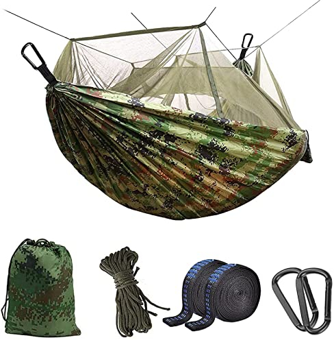Camping Hängematte mit Moskitonetz, Uplayteck Tragbare Doppel- / Einzelreisehängematte Insektennetz 210D Nylon Hängematte Schaukel für Hinterhof, Garten, Camping, Rucksackreisen, Überleben Reisen