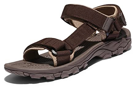 NORTIV 8 Men's Sandals Hiking Sports Lightweight Summer Water Arch Support River Open Toe Athletic Trail Outdoor Walking Sandals Longdo,Size 12,Brown,LANGDO