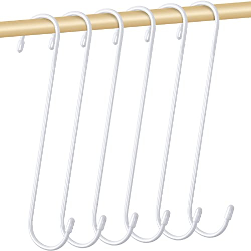 JatilEr Lot de 6 crochets en S de 25 cm,Extra longs,En métal blanc,Pour suspension,En forme de S,Crochets de panier suspendus,Pour plantes, nichoir, lanternes, armoire