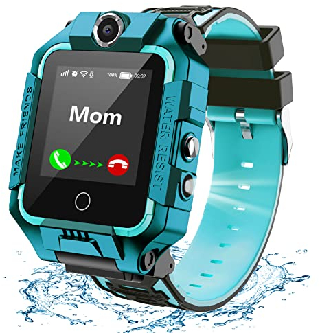 LiveGo Kinder Smartwatch 4G, Wasserdichtes und Sicheres Smartwatch-Telefon mit 360° Drehbarem, GPS-Tracker, Anruf-SOS-Kamera WiFi, 3-12 Jährige Schüler Geburtstagsgeschenk (T10 Cyan01)
