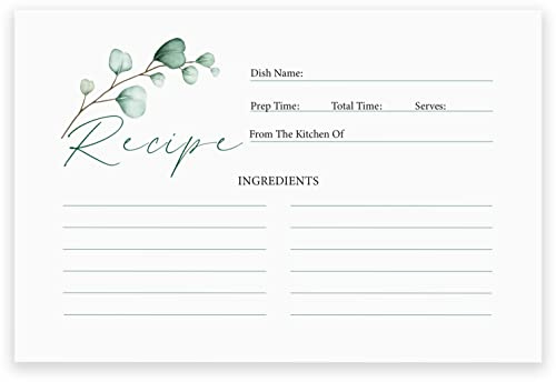 Cartes de recettes, cartes de recettes blanches de 10 x 15 cm, cartes de recettes double face, cartes de recettes vierges pour fête prénuptiale et mariage