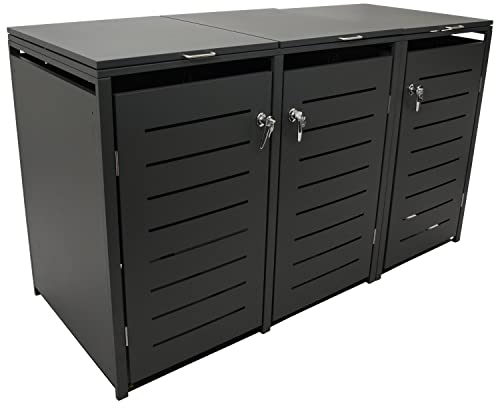 DEGAMO Mülltonnenbox 3-er Mülltonnenhaus KÖLN für 3X Tonnen 120 und 240 Liter, Stahl verzinkt, Farbe anthrazit