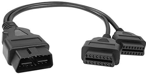 YACSEJAO Cavo splitter a Y OBD2 OBDII a 16 pin, adattatore OBDII maschio a doppia femmina, cavo di diagnosi auto, 31 cm