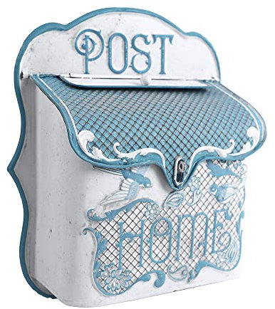 All Chic Cassetta delle lettere da parete, stile vintage, montaggio a parete, per esterni, stile antico, decorazione per la casa, cassetta postale in metallo, motivo floreale (oro)