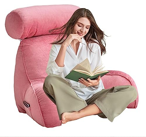 AMZZHAO Lesekissen Stützkissen Bücherkissen Bettruhekissen Rückenkissen Keilkissen Nackenkissen Dekokissen Fernsehkissen mit Armlehnen und Nackenstütze für optimalen Sitzkomfort