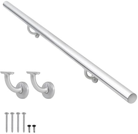 Juego de pasamanos de aluminio moderno de 91 cm, pasamanos para escaleras interiores, cubierta, pendiente, pasamanos de escalera montados en la pared, soportes de aleación de zinc incluidos, tubo de
