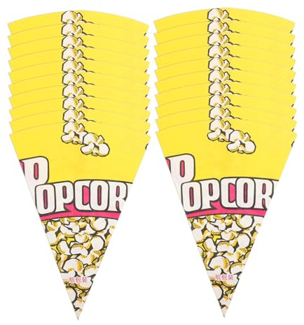 GOOHOCHY Popcorn-papiertüte Kegelförmige Papiertüte Für Lebensmittel 100 Stück Dreieckige Papiertüten Mit Popcorn-muster