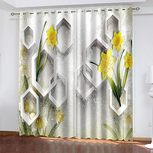 Skcess Tende scorrevoli, da cucina, rosa, verde, fiori e rami, in poliestere, set da 2 pezzi, 137 x 138 cm (larghezza x altezza)