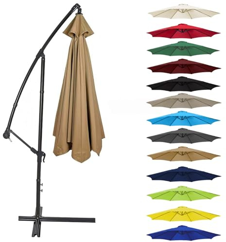 CMJYMX Sonnenschirm Ersatzbezug 200/270/300 cm Abdeckung Gartenschirm Stoff Ersetzen Ersatz Bezug Für 6/8-Rippen Tischschirme Für Draußen(Color:Khaki,Size:8 ribs-3m(9.8ft))