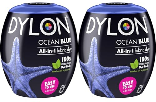 DYLON Washing Machine Fabric Dye Pod for Clothes & Soft Furnishings, 350g – Ocean Blue (Pack of 2)